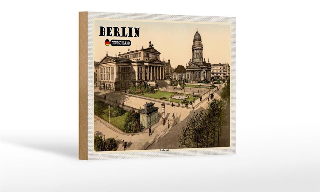 Holzschild Städte Berlin Schillerplatz Architektur 18x12 cm
