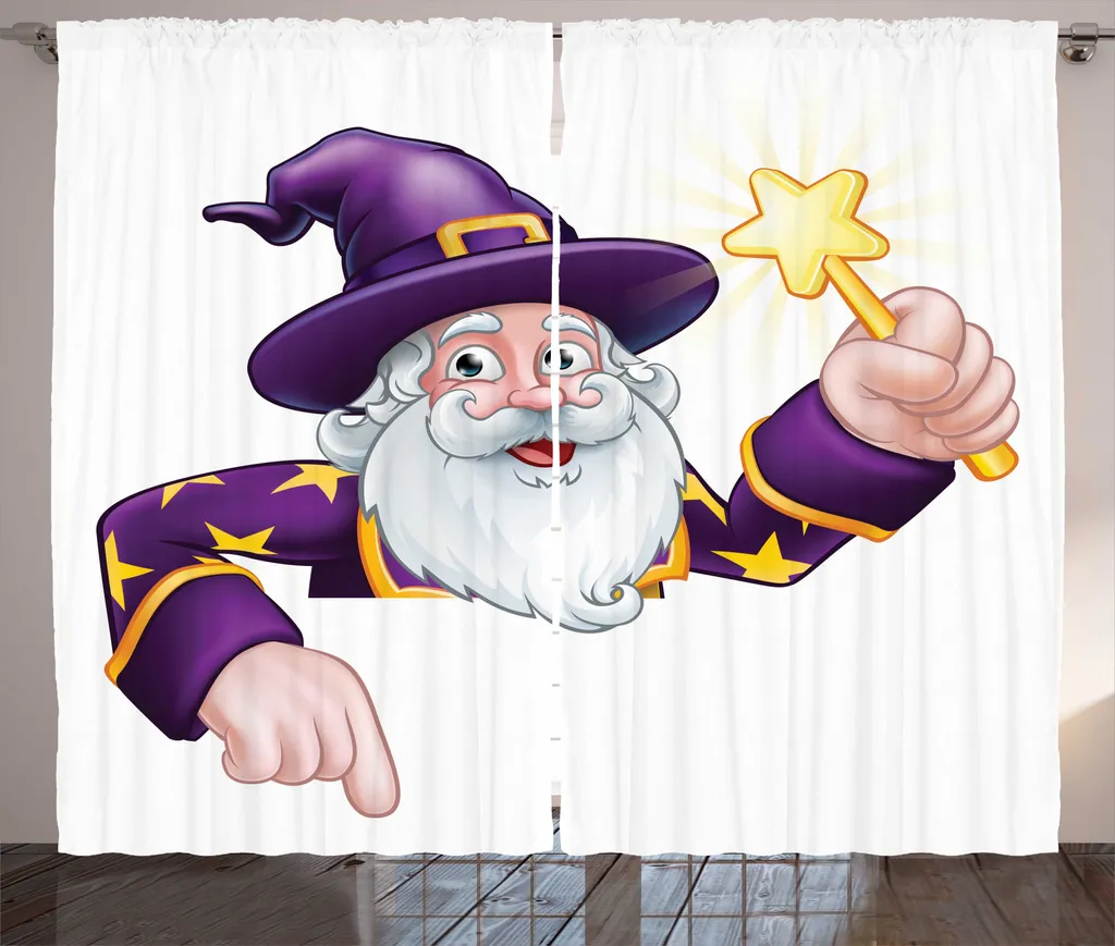Rideau Violet et Moutarde Wizard avec Boucles et Crochets Inclus