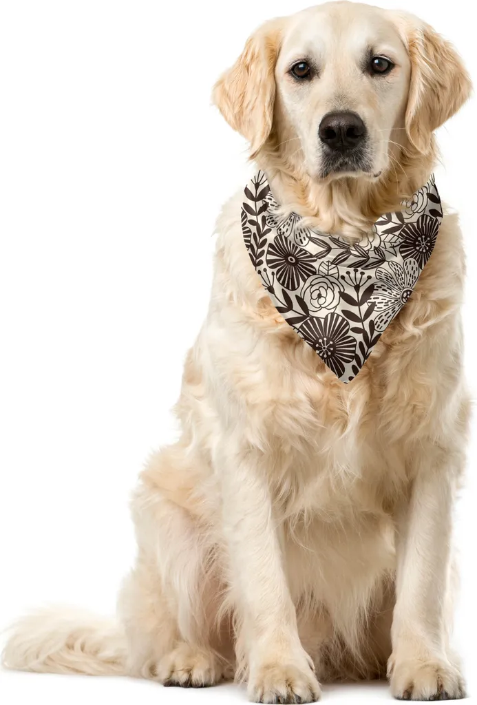 Bandana ABAKUHAUS 40x40 Lavabile per Cani - Peonia Vintage Cacao