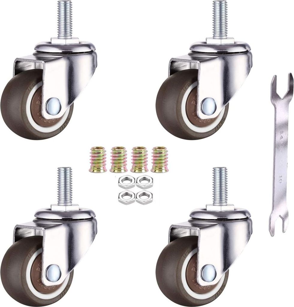 4er-Pack Lenkrollen für Möbel – M6 x 15 mm mit 25 mm Produktbild 