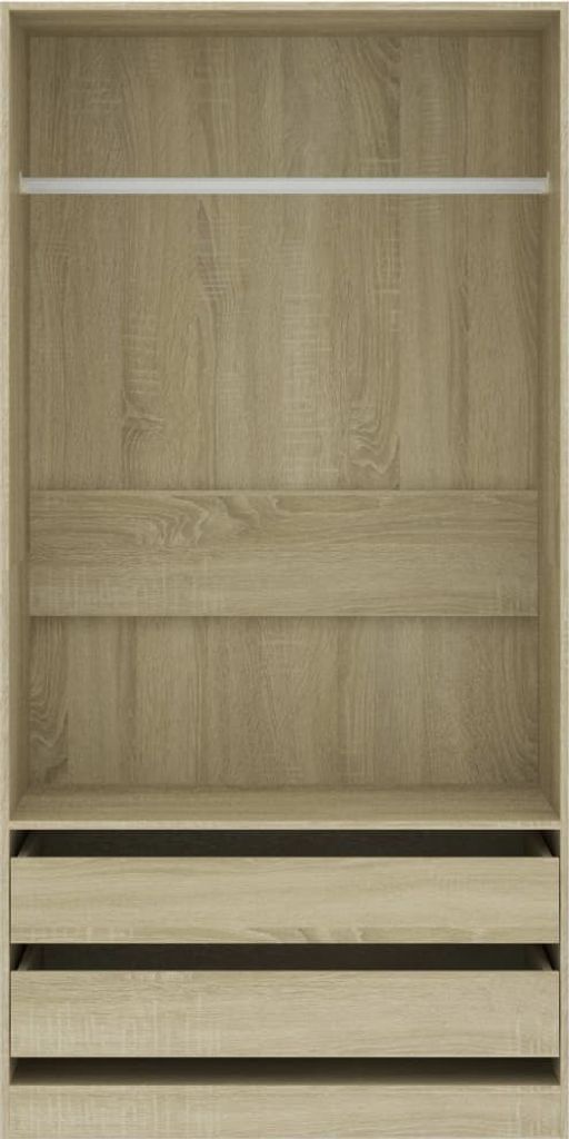 Möbel Kleiderschrank - Schwebetürenschrank - praktischem Design - Sonoma-Eiche 100x50x200 cm Holzwerkstoff Top4468544