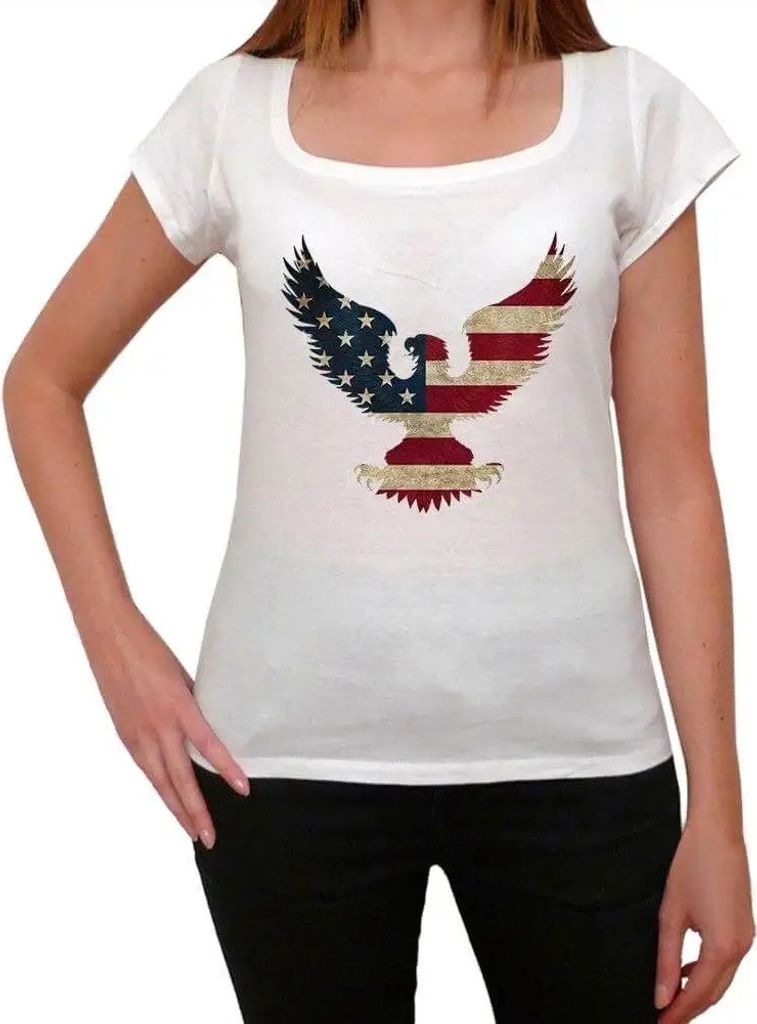 Damen Grafik T-Shirt Usa Weißkopfseeadler 1 – Usa Bald Eagle 1 – Öko-Verantwortlich Vintage Jahrgang Kurzarm Lustige Druck Geburtstag Geschen...