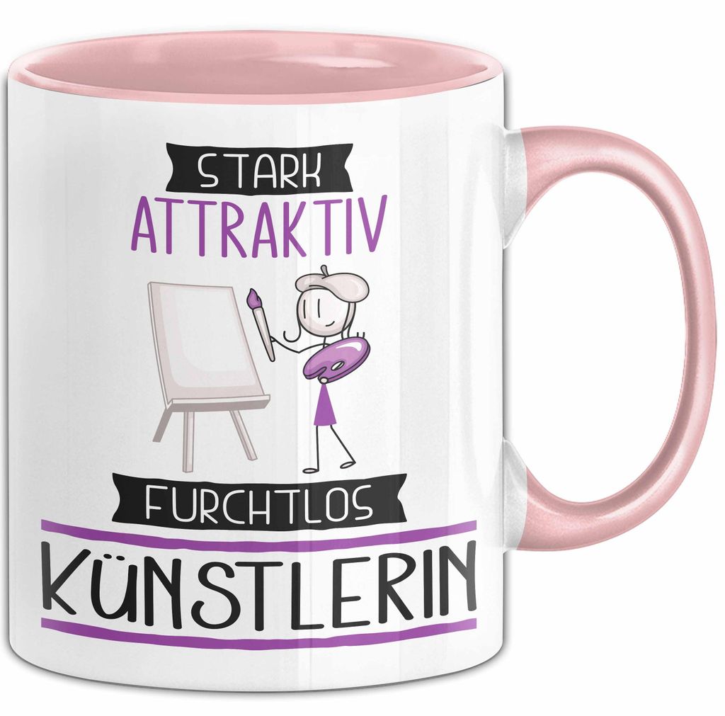Künstlerin Tasse Geschenk Becher Stark Attraktiv Furchtlos Künstlerin Lustige Geschenkidee (Rosa)
