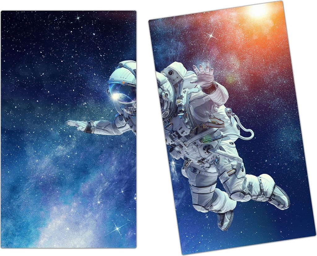 Spritzschutz Herdabdeckplatte Schneidebrett aus Glas Astronaut auf Mission 2-Teilig (60x52cm)