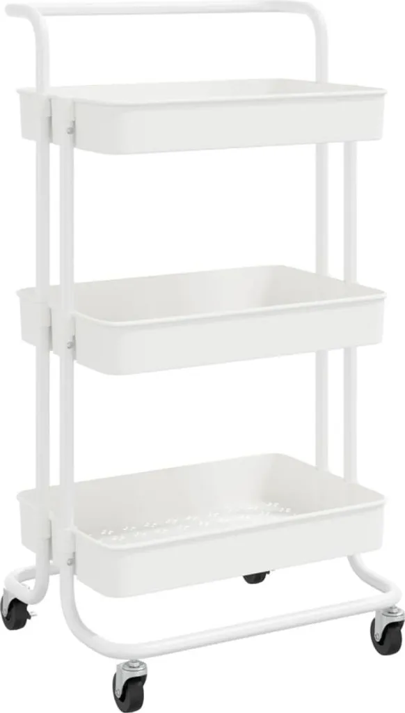 Carrello da cucina 3 ripiani Bianco 42x35x85 cm Ferro e ABS