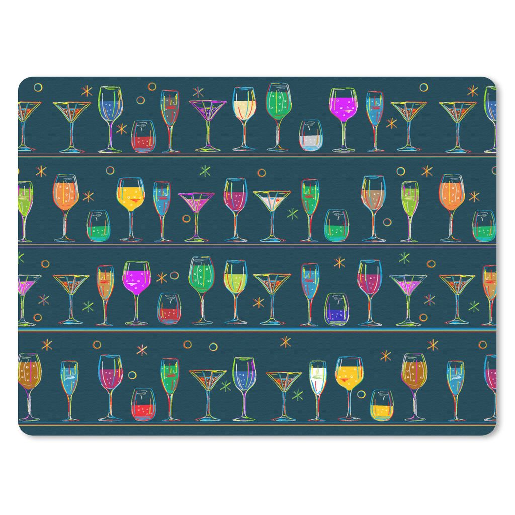 MuchoWow Mauspad Mousepad Cocktails - Bar - Neon - Design 40x30 cm - Mousepads - Maus Mat - Pad - Mausunterlage - Anti Rutsch