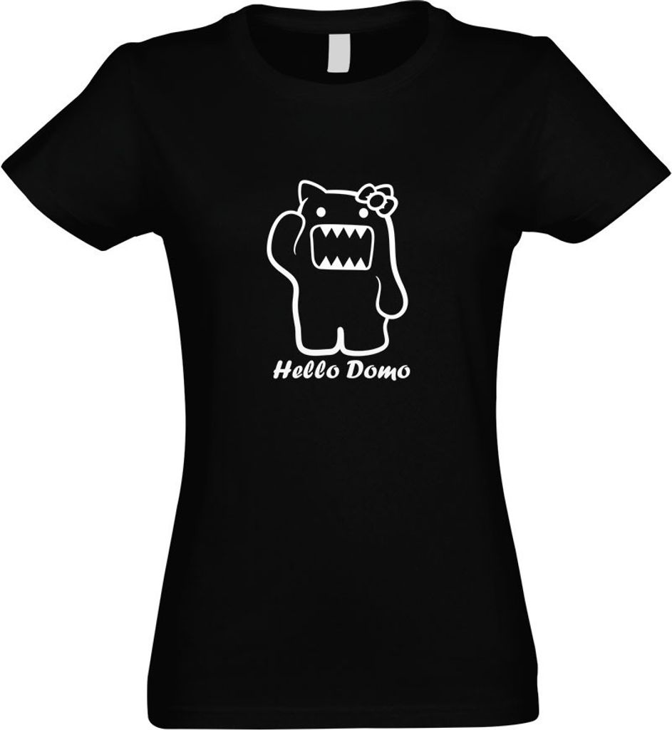 Kiwistar - T-Shirt tailliert - Damen - schwarz - Hello Domo - mit Motiv Bedruckt - Funshirt Design - Sport - Freizeit - Damen - XXL