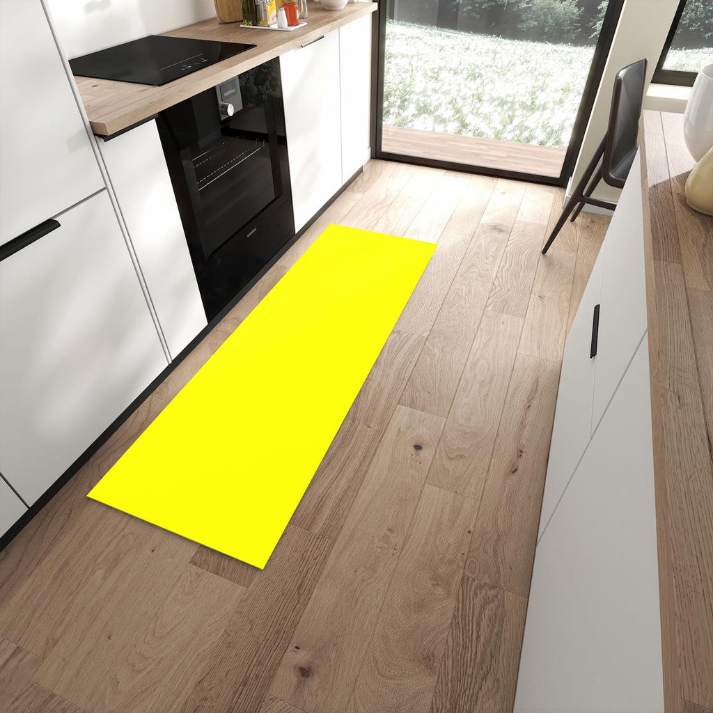 Küchenteppich 60x180cm rutschfest & abwischbar PVC Läufer - Gelber Hintergrund II
