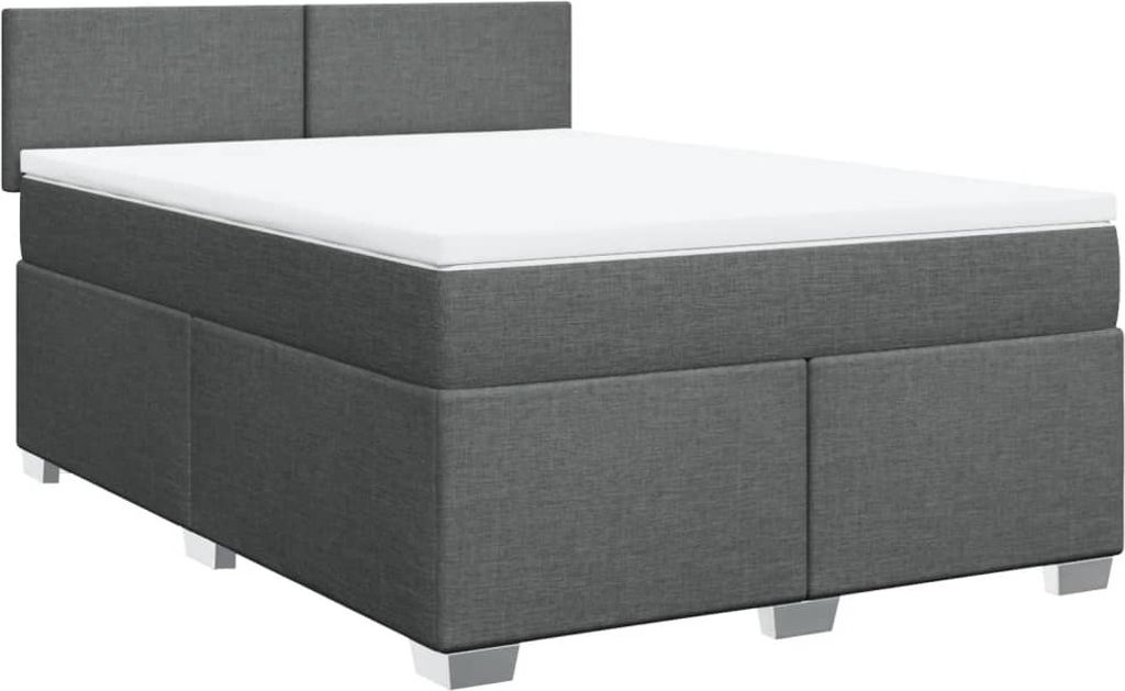 vidaXL Boxspringbett mit Matratze Dunkelgrau 160x200 cm Stoff