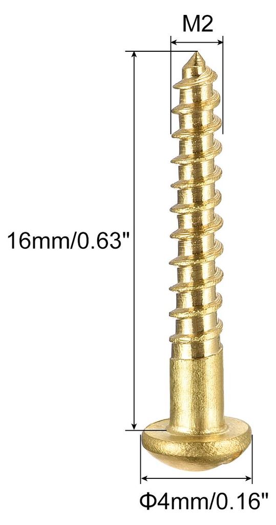 100 Stš¹ck Schlitz Rundkopf Holzschrauben M2 x 16mm Messing Blechschraube Halbrundkopf Linsenkopfschrauben