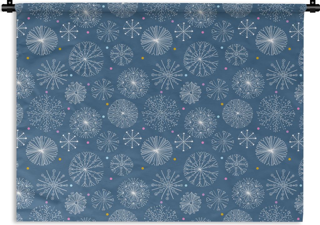 MuchoWow Wandteppich Wandbehang Schneeflocke - Muster - Winter 120x90 cm Tapisserie Dekoration Wandtuch - Wohnen - Aufhänger für die Wand