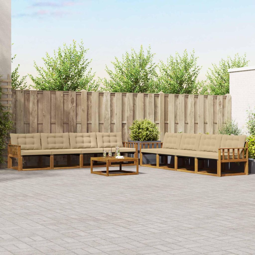 "SALE 2026"Outdoor-Sofagarnitur - CLORIS - Balkonmöbe/Sitzgruppe - mit Kissen 9 pcs - Moderne Design - Natur und Beige - Gartensofas NeuMöbel598570