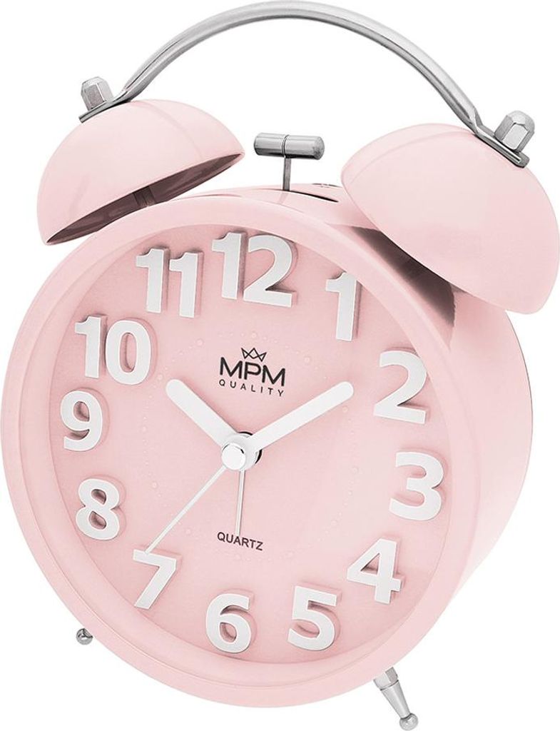 Kovový budík Happy Morning MPM C01.4056.21, svetloružový Obrázok produktu 