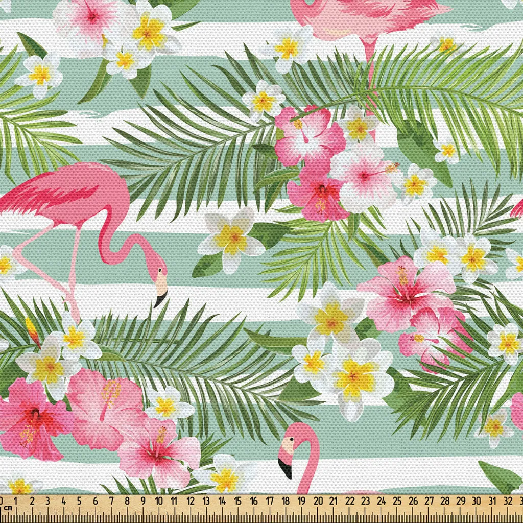 Tissu Déco Flamant Rose Résistant et Lavable pour Rénovation Fauteuil