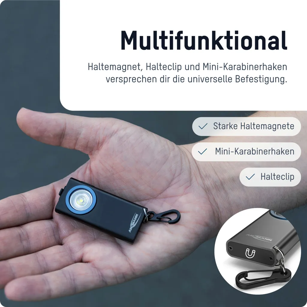 Ansmann ML400R Lampe LED Rechargeable USB avec Boîtier Métal Noir - 5