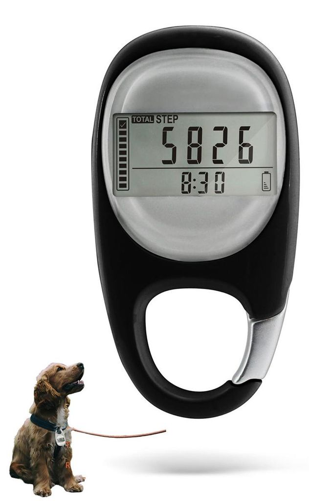 3D Schrittzähler ohne App, präziser Pedometer mit Distanz, Kalorien & Zeit, 7 Tage Speicher, mit Karabiner, für Senioren, Kinder & Erwachsene
