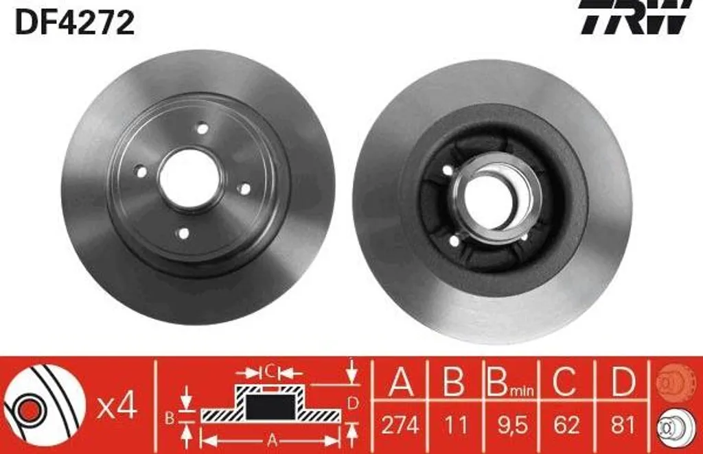 Disque de frein haute performance TRW DF4272 en fonte robuste
