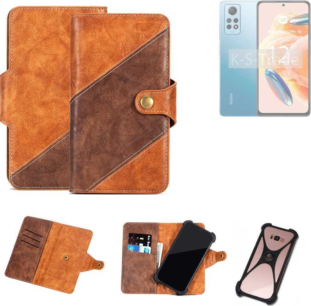K-S-Trade Handyhülle Schutzhülle Bookstyle Case Wallet-Case kompatibel mit Xiaomi Redmi Note 12R Pro Cover Klapphülle Kantenschutz Smartphone