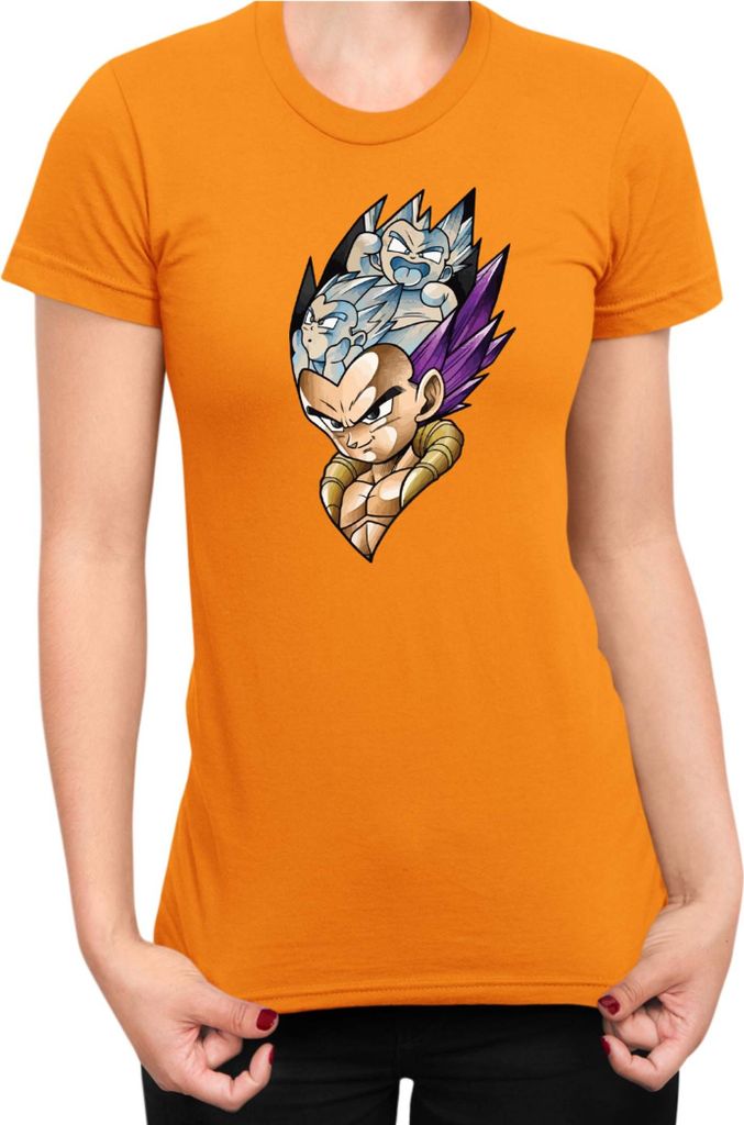 Damen T-Shirt Dragon Anime Manga Ball Z Vegeta 01, Lady XL / Orange