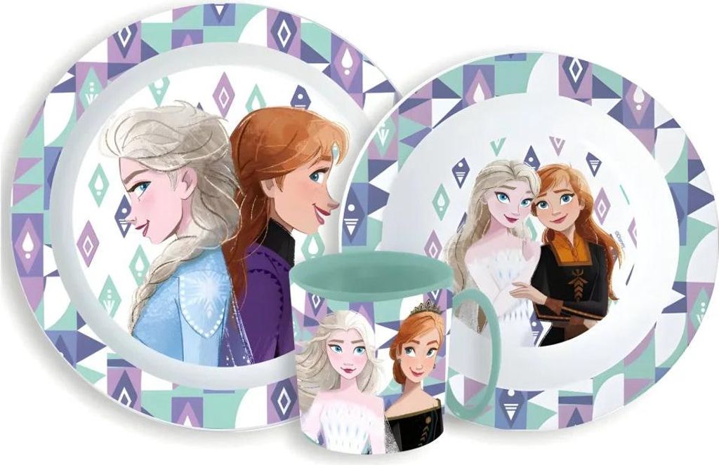 Disney Die Eiskönigin Elsa Kinder Geschirr-Set 3 teilig Becher Teller Schüssel