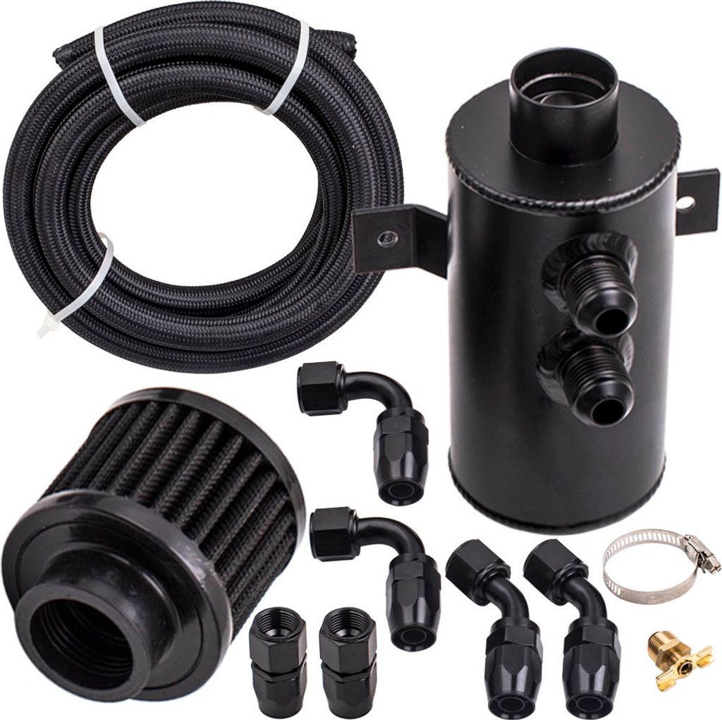 Aluminiumölsammeltank mit Filter 0,75 l 3 m geflochtener Nylonschlauch AN10