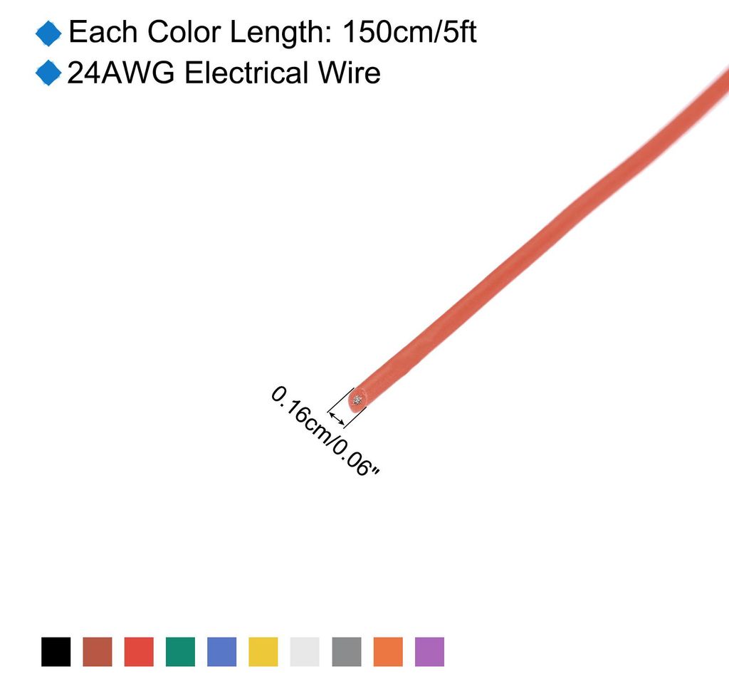 24 AWG 0.2mm2 Flexibel PVC Elektronik Kabel 1.5m, 1.6mm OD Verzinnter Kupferdraht fš¹r RC-Flugzeuge, Lastwagen, Auto, DIY Batterieklemmenkabel (1...