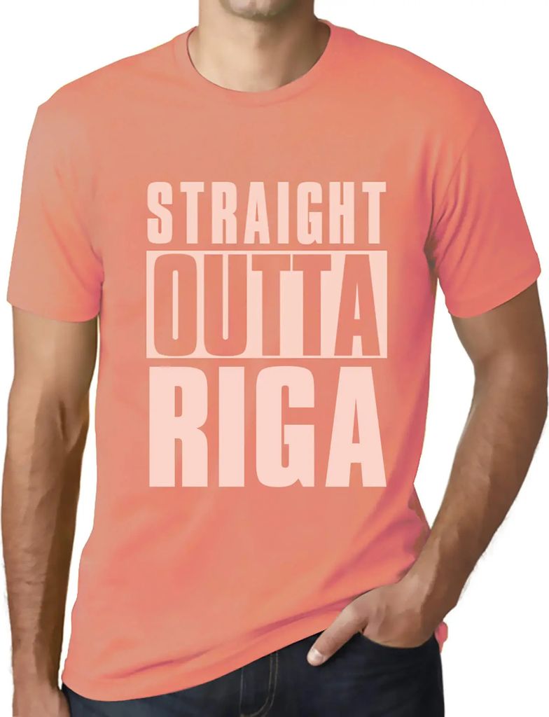 Herren Grafik T-Shirt Straight Outta Riga Öko-Verantwortlich Vintage Jahrgang Kurzarm Lustige Druck Geburtstag Geschenk Mann