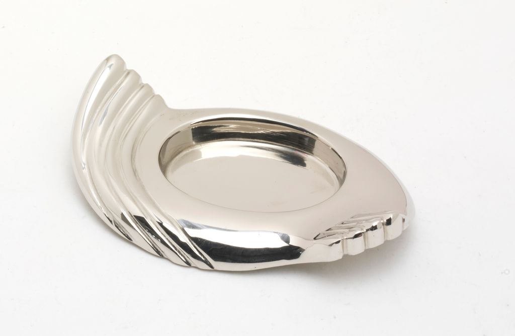 Kerzenhalter Flügelform aus Messing vernickelt Silber oval (Innen 6,5 x 4,5 cm) für Ovalkerzen, Ell