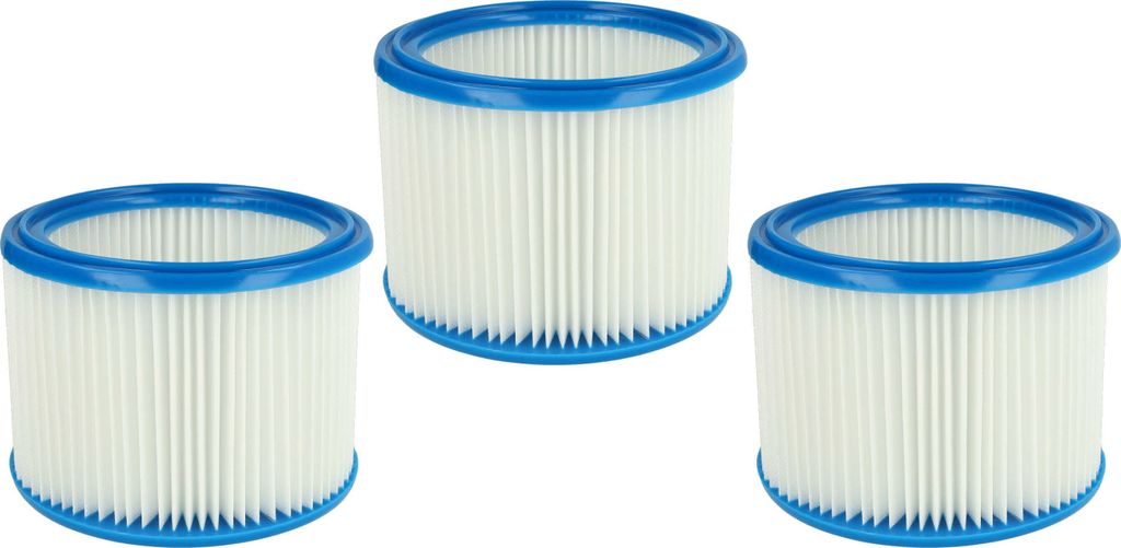 vhbw 3x Faltenfilter kompatibel mit Mirka 915 L PC, 1025 L PC Staubsauger - Patronenfilter Blau Weiß