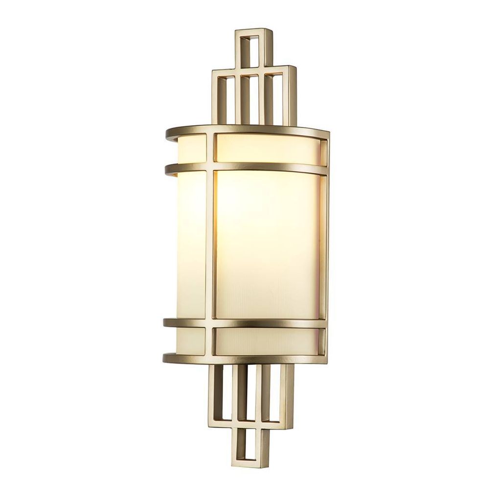 Wandleuchte, Stahl Glas, Naturmessing, H 38,7 cm