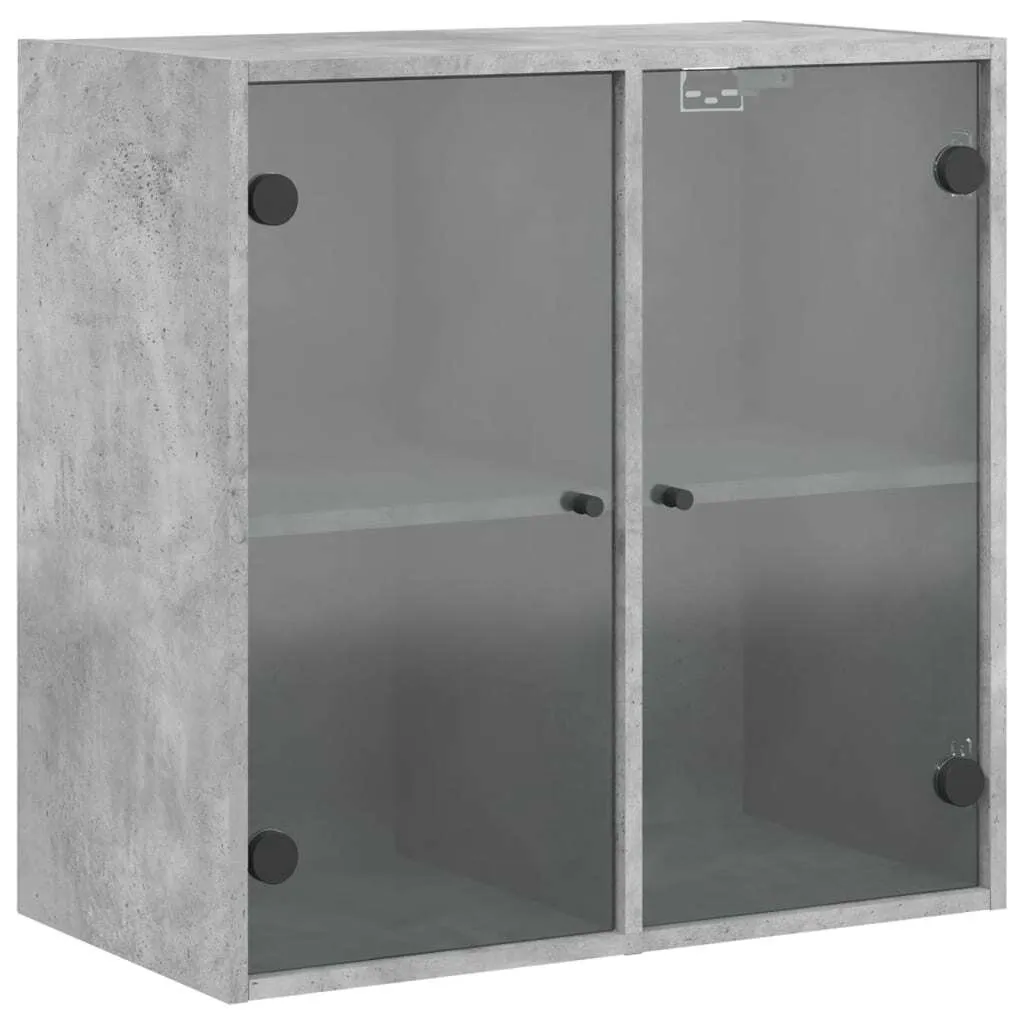 Armadietto Pensile SYFAX Grigio Cemento 68x37x68,5 con Vetro