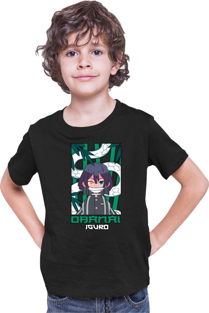 Kinder T-Shirt Japan Anime Manga Demon Anime Slayer Obanai Iguro Hashira, 3-4 Jahr - 104 / Schwarz