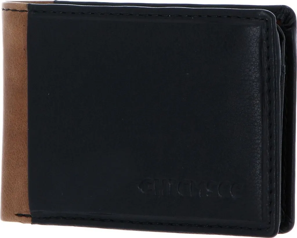 CHIEMSEE Houston RFID Mini Wallet - Portafoglio in Vera Pelle Nero e Cuoio