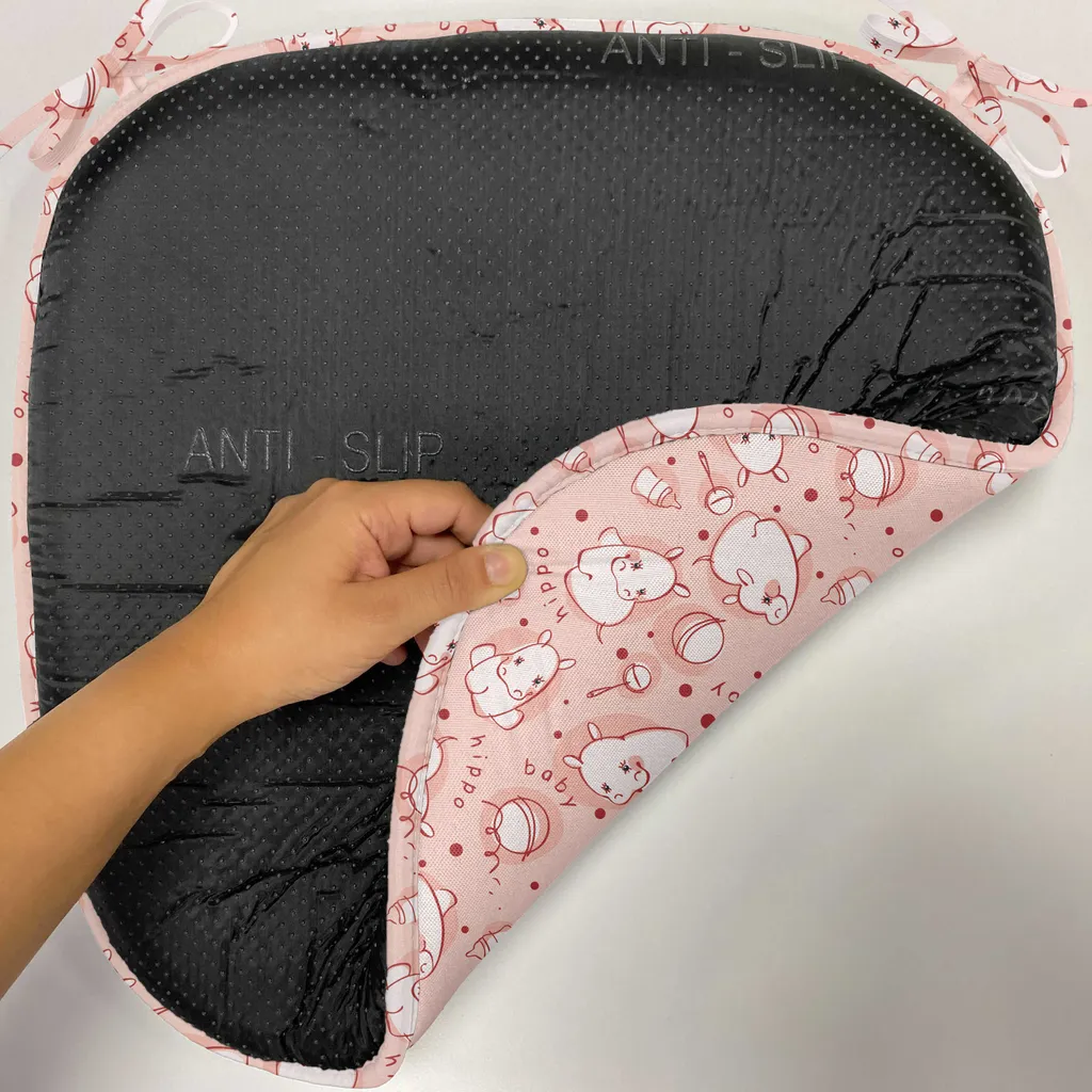 Coussin de Chaise Imperméable Lot de 4 avec Attaches Motif Hippo