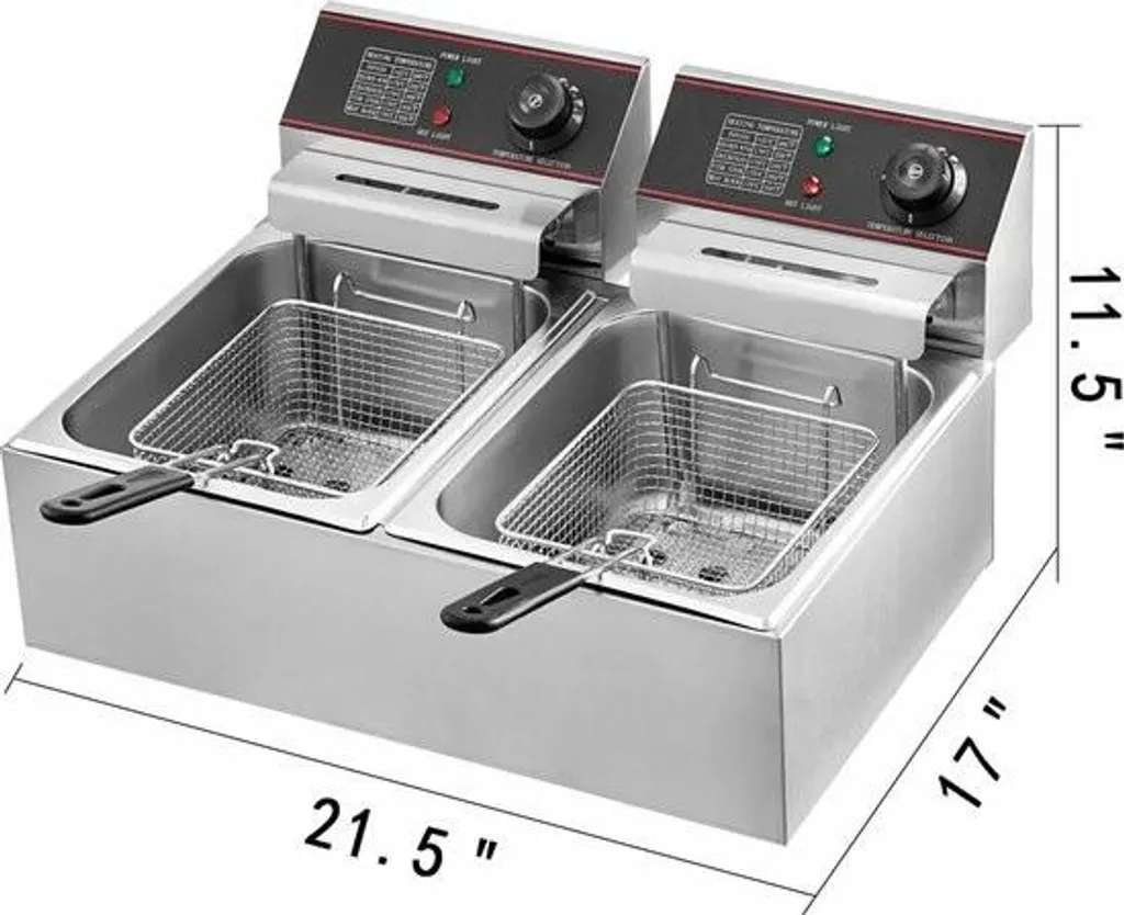 Friteuse double 2x6 litres Argent - Pour frites et snacks simultanés - 4