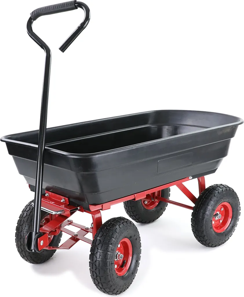 Carrello da trasporto Carrello da giardino Carriola Carrello a mano Funzione di ribaltamento 250 kg Nero Rosso