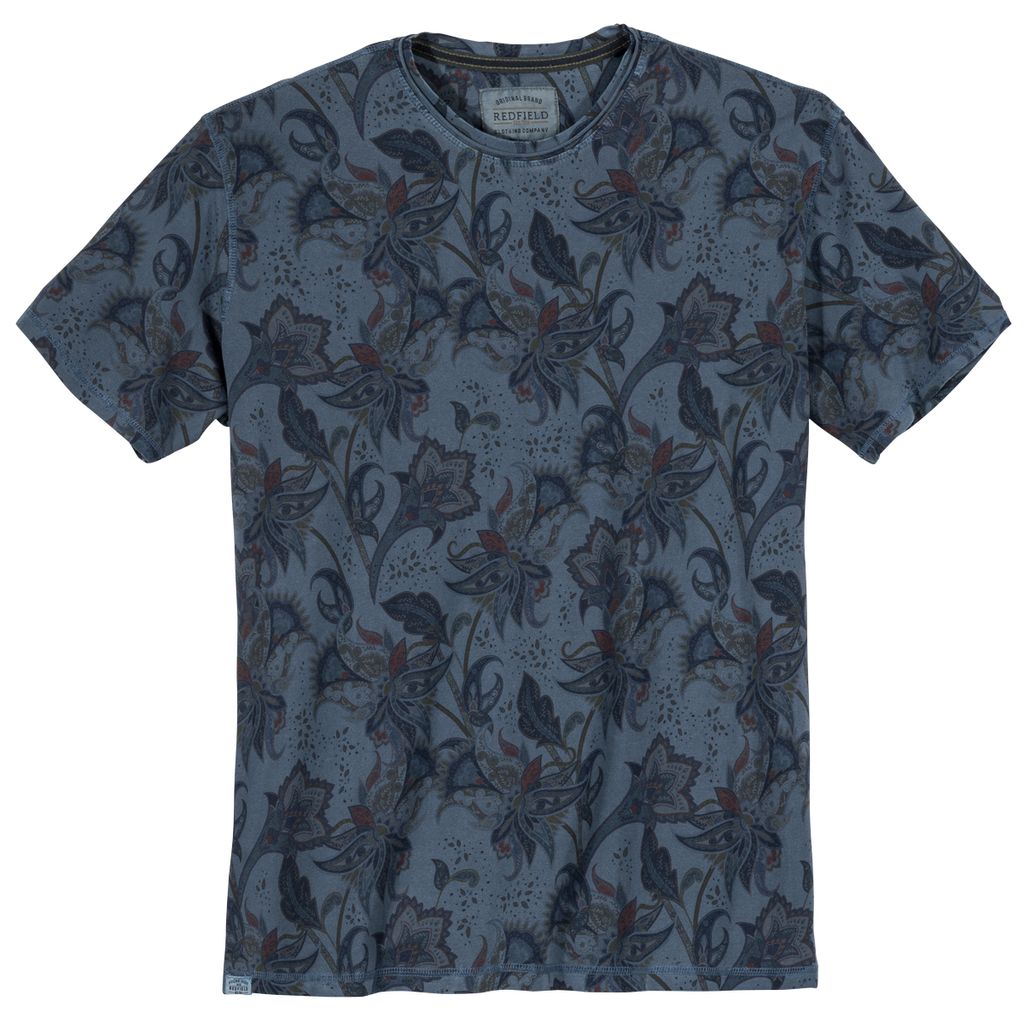 Redfield Paisleyprint T-Shirt Übergröße blau