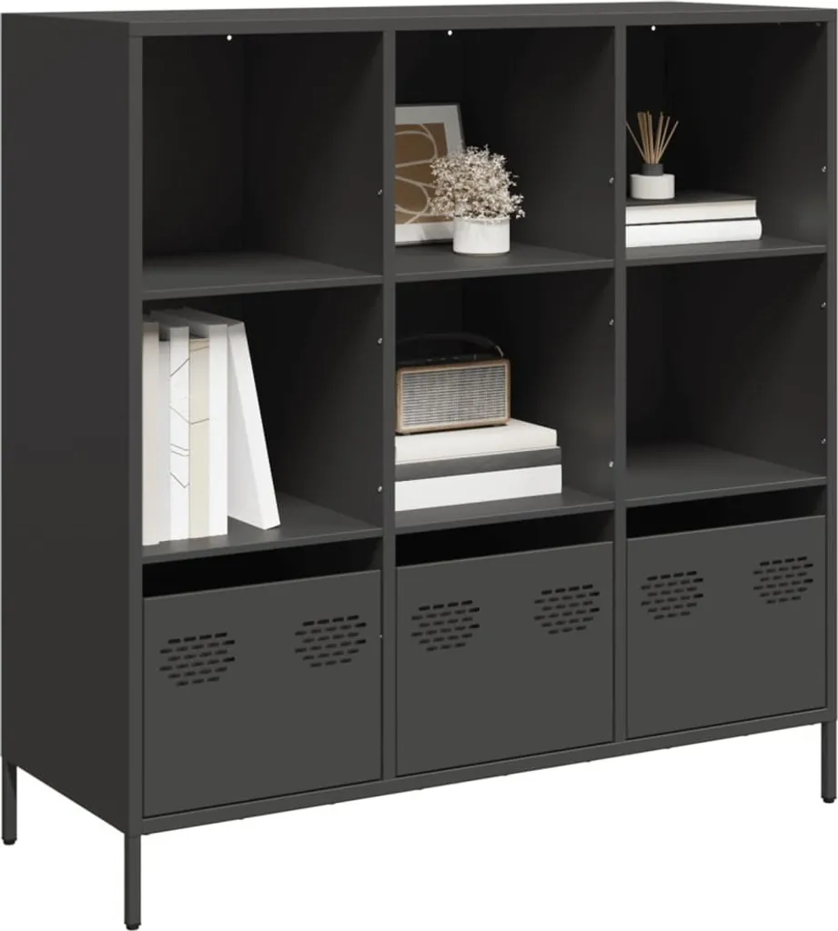 Mobile Buffet Nero Acciaio vidaXL 101,5x39x103,5 cm | Arredo Ufficio