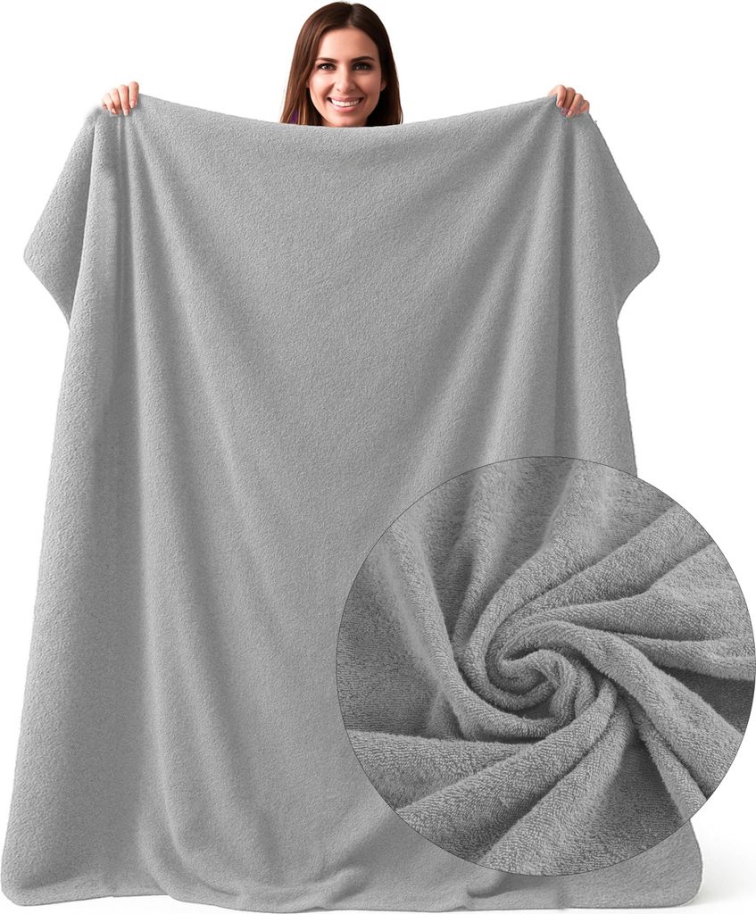 Frottee Strandtuch XXL 150x200cm Badetuch groß 100% Baumwolle Badehandtuch Frottier Saunatuch Decke (Grau)