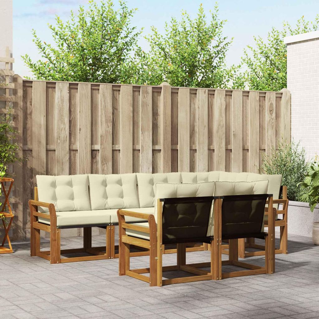 "SALE 2026"Outdoor-Sofagarnitur - CLORIS - Balkonmöbe/Sitzgruppe - mit Kissen 7 pcs - Moderne Design - Natur und Creme - Gartensofas NeuMöbel742323