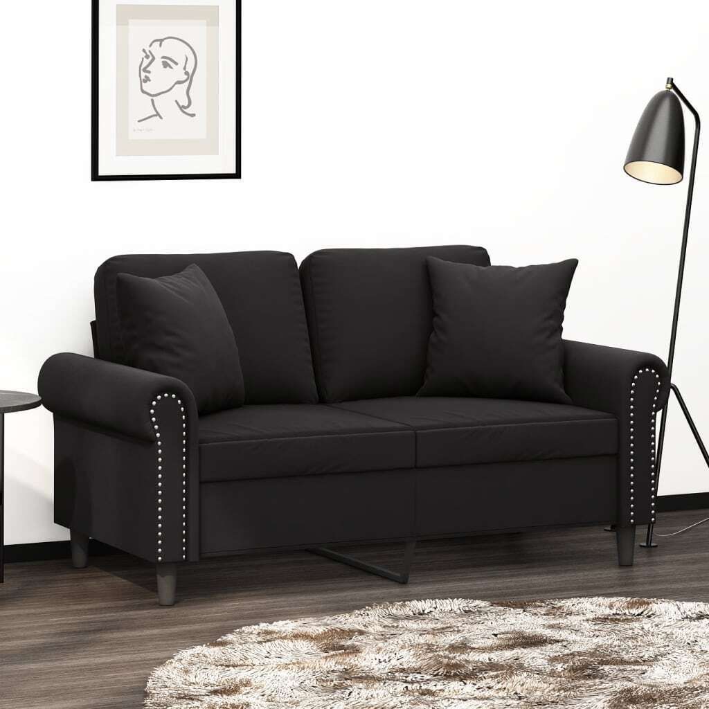 Design 2-Sitzer-Sofa mit Zierkissen Schwarz 120 cm Samt, Schlafsofas 2024 Neu
