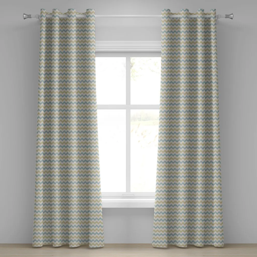Tende Decorative ABAKUHAUS 280x225: Stile Chevron Beige e Blu