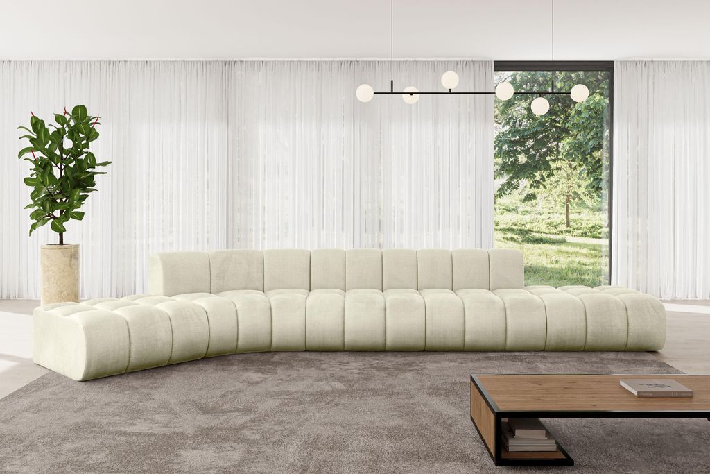 ALTDECOR Modulares Sofa Ecksofa in L-Form - Solven-L2 - 471x174x70 cm Beige - Corner modular Sofa Eckcouch Couch Wohnlandschaft Cauchsofa Bodensofa...