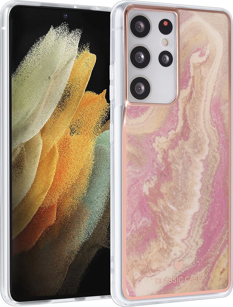 UNIQ Classic Case Samsung Galaxy S21 Ultra TPU Back Cover - Marble Pink