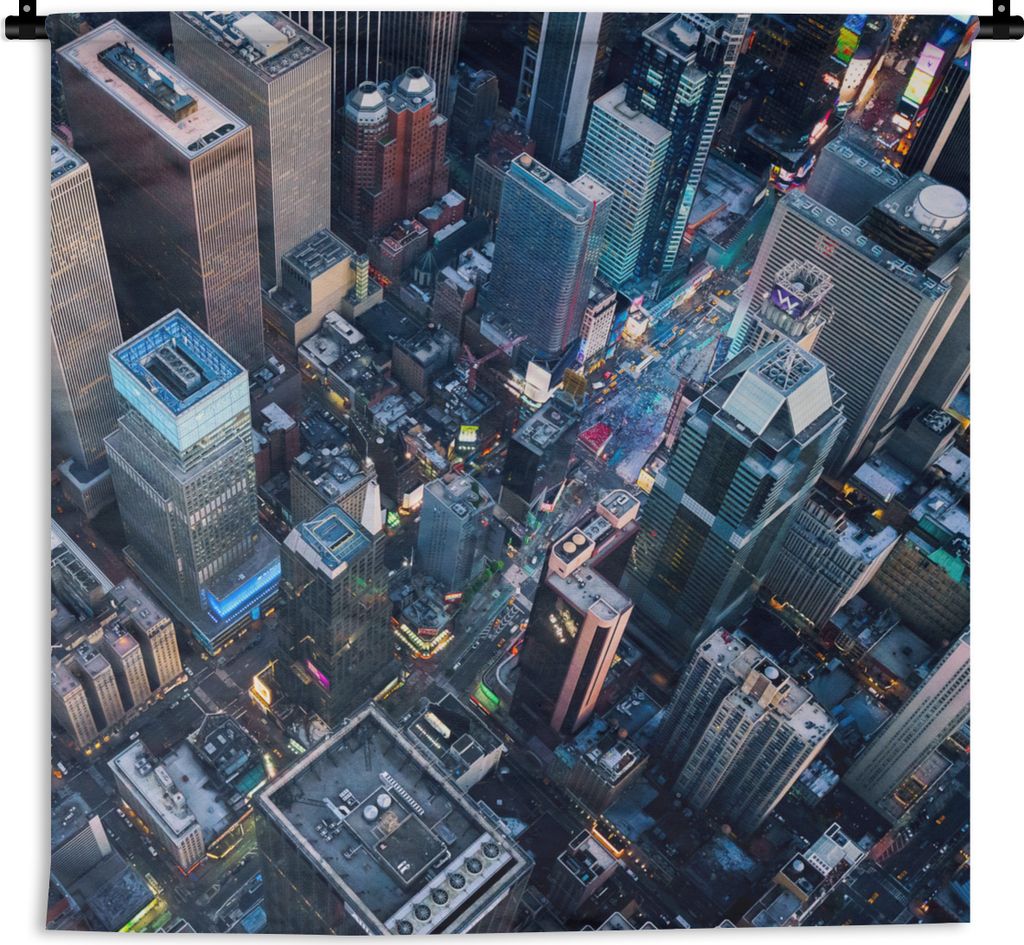 MuchoWow Wandteppich Wandbehang Luftaufnahme des Times Square 90x90 cm Tapisserie Dekoration Wandtuch - Wandaufhänger