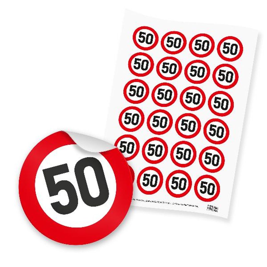 itenga 24x Sticker "50" Verkehrsschild (Motiv 106)