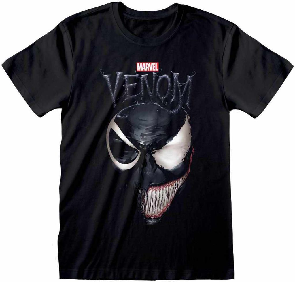 Marvel Comics Spider-Man - Venom Split Face - Black T-Shirt - Größe L
