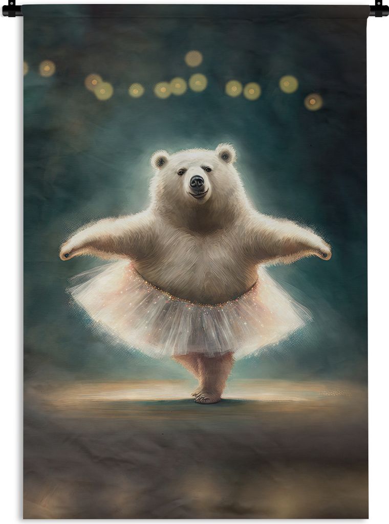 MuchoWow Wandteppich Wandbehang Bär - Rock - Ballett - Porträt - Tiere - Kinder 120x180 cm Tapisserie Dekoration Wandtuch - Schlafzimmer - Deko...