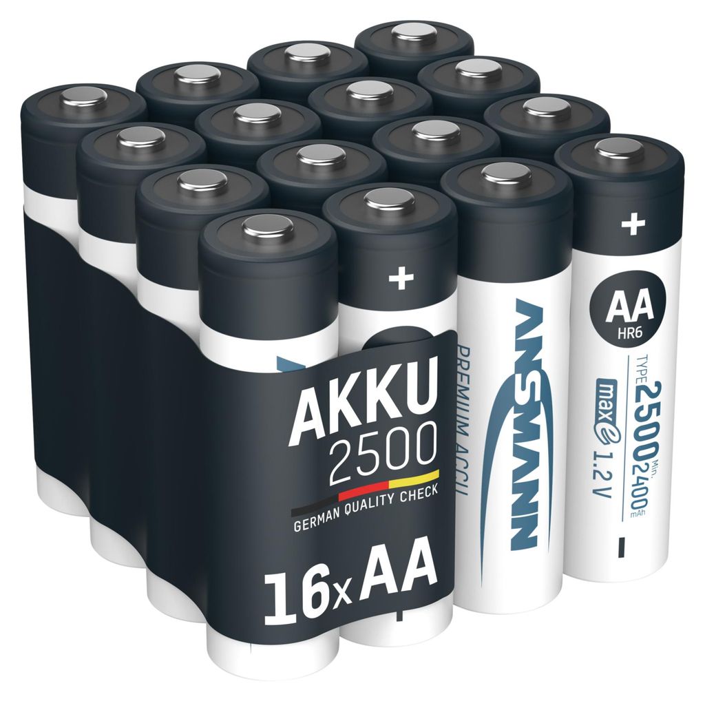 ANSMANN Akku Mignon AA 2500 mAh1,2V Ni-MH, 16 Stück Produktbild 