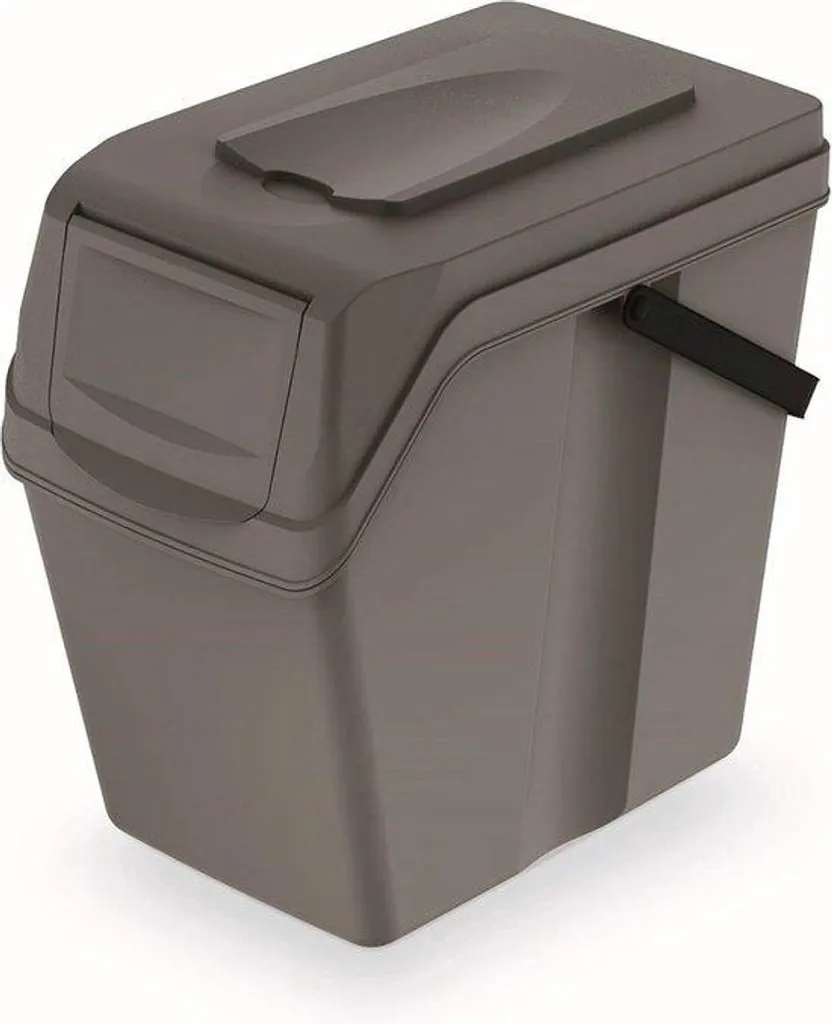 Poubelle écologique 25L grise avec couvercle hermétique et compact